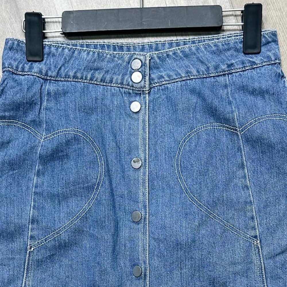 Button-Front Denim Short Skirt - Picture 3 of 3